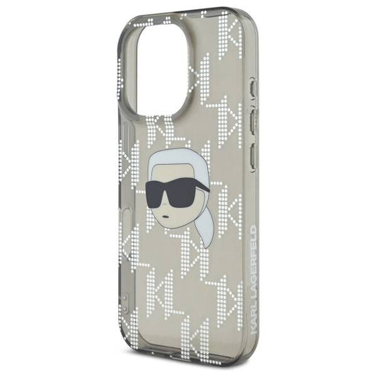 Deksel for Apple iPhone 16 Pro, Karl Lagerfeld, IML Luxury Electroplated Karl's Head, Svart