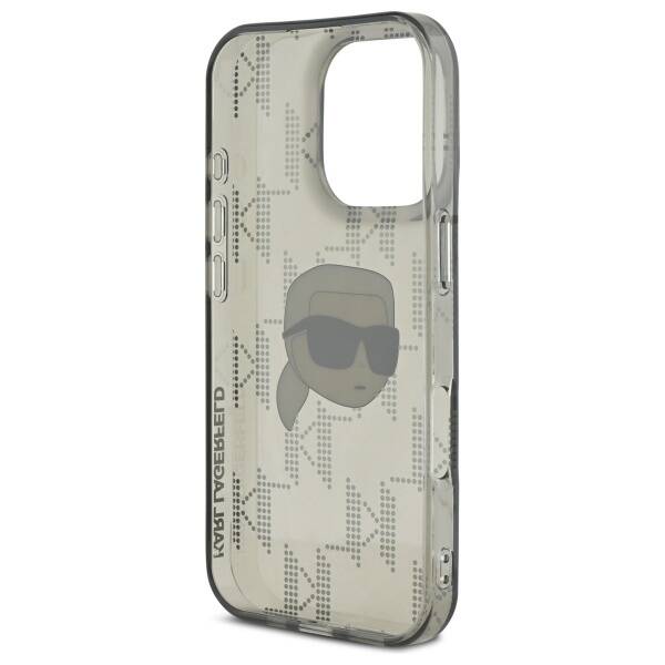 Deksel for Apple iPhone 16 Pro, Karl Lagerfeld, IML Luxury Electroplated Karl's Head, Svart
