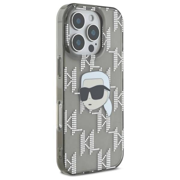Deksel for Apple iPhone 16 Pro, Karl Lagerfeld, IML Luxury Electroplated Karl's Head, Svart