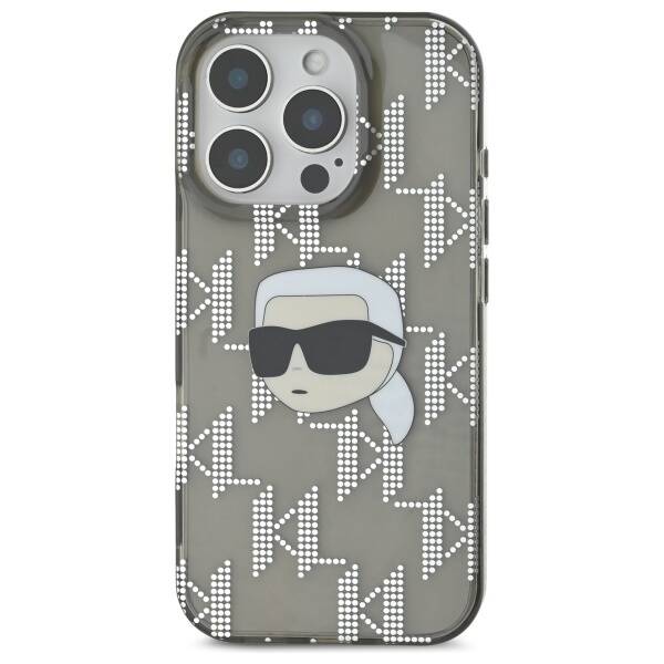 Deksel for Apple iPhone 16 Pro, Karl Lagerfeld, IML Luxury Electroplated Karl's Head, Svart