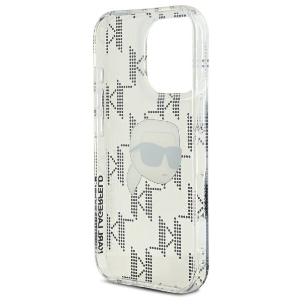 Deksel for Apple iPhone 16 Pro, Karl Lagerfeld, IML Luxury Electroplated Karl's Head, Gjennomsiktig