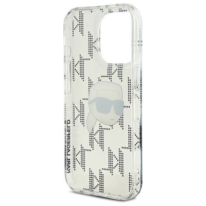 Deksel for Apple iPhone 16 Pro, Karl Lagerfeld, IML Luxury Electroplated Karl's Head, Gjennomsiktig