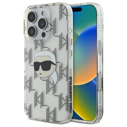 Deksel for Apple iPhone 16 Pro, Karl Lagerfeld, IML Luxury Electroplated Karl's Head, Gjennomsiktig