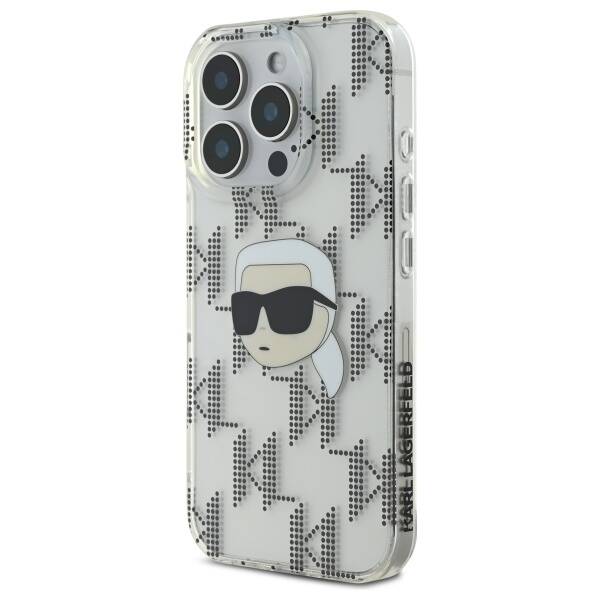 Deksel for Apple iPhone 16 Pro, Karl Lagerfeld, IML Luxury Electroplated Karl's Head, Gjennomsiktig