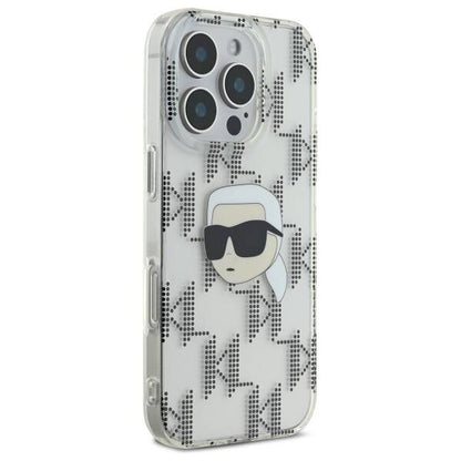 Deksel for Apple iPhone 16 Pro, Karl Lagerfeld, IML Luxury Electroplated Karl's Head, Gjennomsiktig