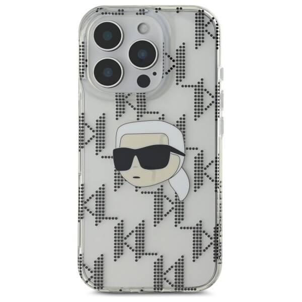 Deksel for Apple iPhone 16 Pro, Karl Lagerfeld, IML Luxury Electroplated Karl's Head, Gjennomsiktig