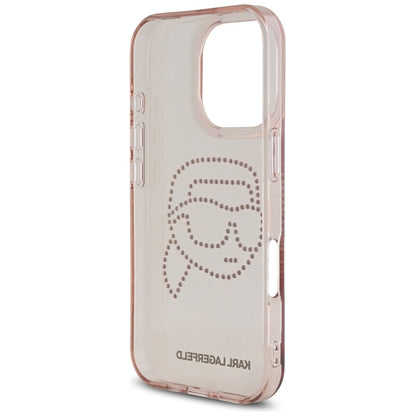 Deksel for Apple iPhone 16 Pro, Karl Lagerfeld, IML Rhinestones Karl's Head, Rosa