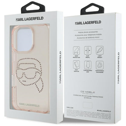 Deksel for Apple iPhone 16 Pro, Karl Lagerfeld, IML Rhinestones Karl's Head, Rosa