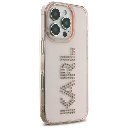 Deksel for Apple iPhone 16 Pro, Karl Lagerfeld, IML Rhinestones Pink Logo, Rosa