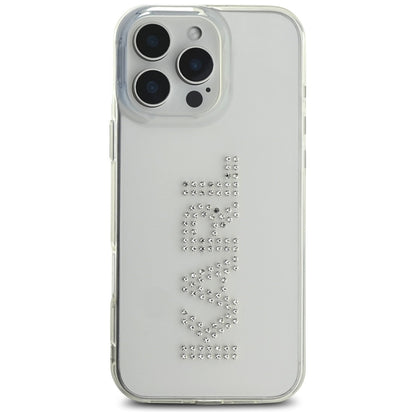 Deksel for Apple iPhone 16 Pro, Karl Lagerfeld, IML Rhinestones Transparent Logo, Gjennomsiktig