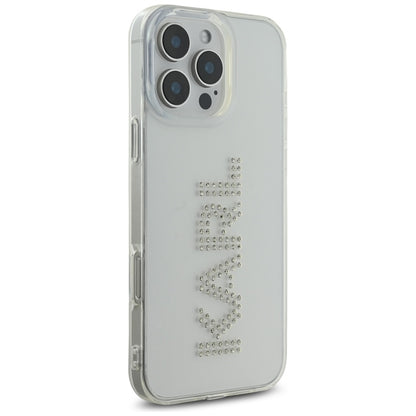 Deksel for Apple iPhone 16 Pro, Karl Lagerfeld, IML Rhinestones Transparent Logo, Gjennomsiktig