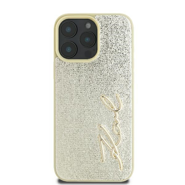 Deksel for Apple iPhone 16 Pro, Karl Lagerfeld, Metal Signature, Gull
