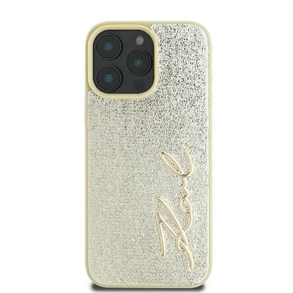Deksel for Apple iPhone 16 Pro, Karl Lagerfeld, Metal Signature, Gull