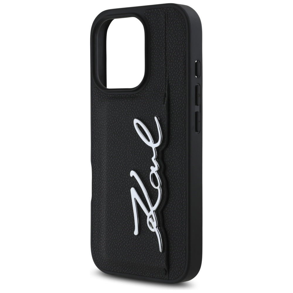 Deksel for Apple iPhone 16 Pro, Karl Lagerfeld, Metal Signature, Svart