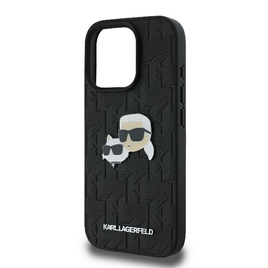 Deksel for Apple iPhone 16 Pro, Karl Lagerfeld, Monogram Karl & Choupette's Heads, Svart