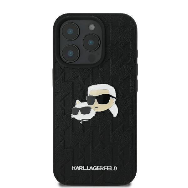 Deksel for Apple iPhone 16 Pro, Karl Lagerfeld, Monogram Karl & Choupette's Heads, Svart