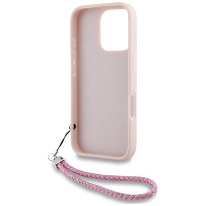 Deksel for Apple iPhone 16 Pro, Karl Lagerfeld, Quilted Initial Logo & Chain Strap, Rosa