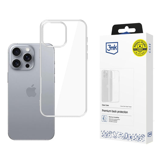 Deksel for Apple iPhone 16 Pro Max, 3MK, Klar, Transparent
