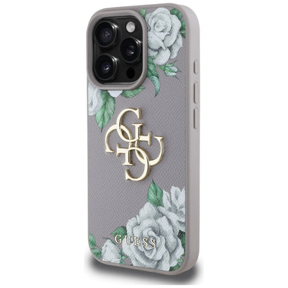 Deksel for Apple iPhone 16 Pro Max, Guess, 4G Grained Roses Big Logo, Lilla