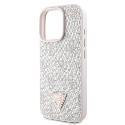 Deksel for Apple iPhone 16 Pro Max, Guess, Crossbody 4G Triangle Strass, Rosa