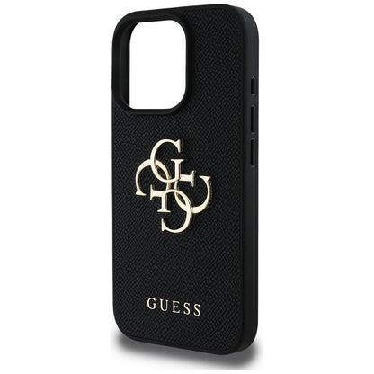 Deksel for Apple iPhone 16 Pro Max, Guess, Grained Big 4G Logo Small Classic Logo, Svart