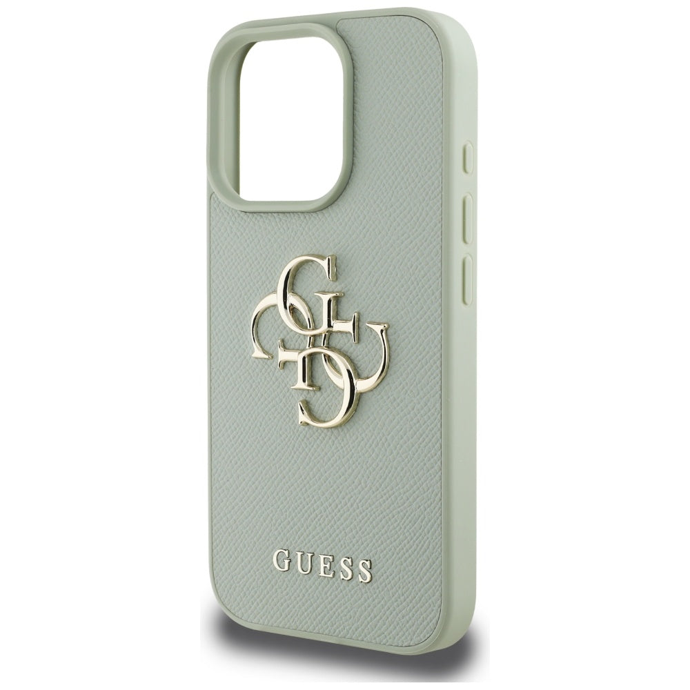 Deksel for Apple iPhone 16 Pro Max, Guess, Grained Big 4G Logo Small Classic Logo, Grønn