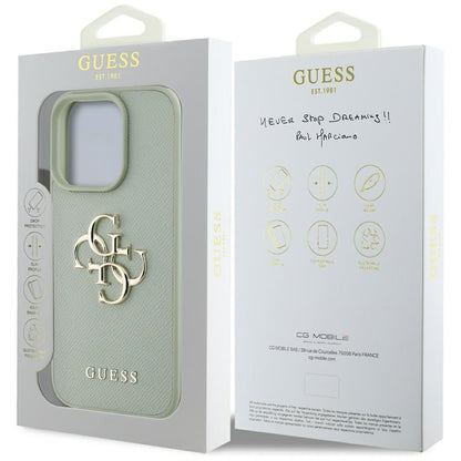 Deksel for Apple iPhone 16 Pro Max, Guess, Grained Big 4G Logo Small Classic Logo, Grønn