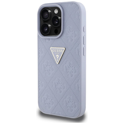 Deksel for Apple iPhone 16 Pro Max, Guess, Hot Stamp 4G Pattern Triangle Logo, Lys Lilla