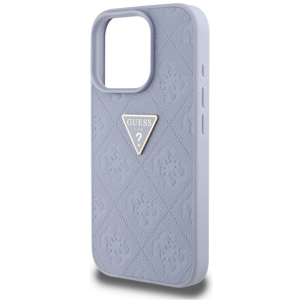 Deksel for Apple iPhone 16 Pro Max, Guess, Hot Stamp 4G Pattern Triangle Logo, Lys Lilla