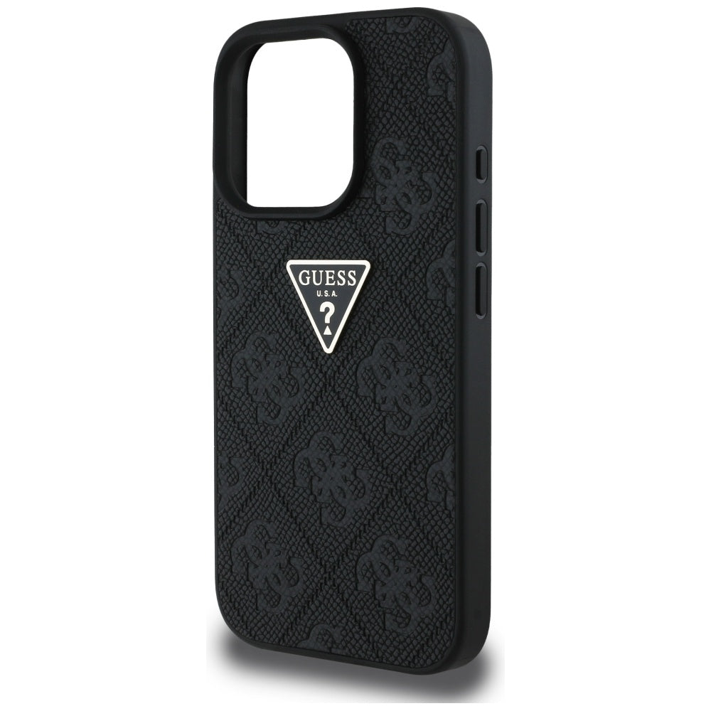 Deksel for Apple iPhone 16 Pro Max, Guess, Hot Stamp 4G Pattern Triangle Logo, Svart