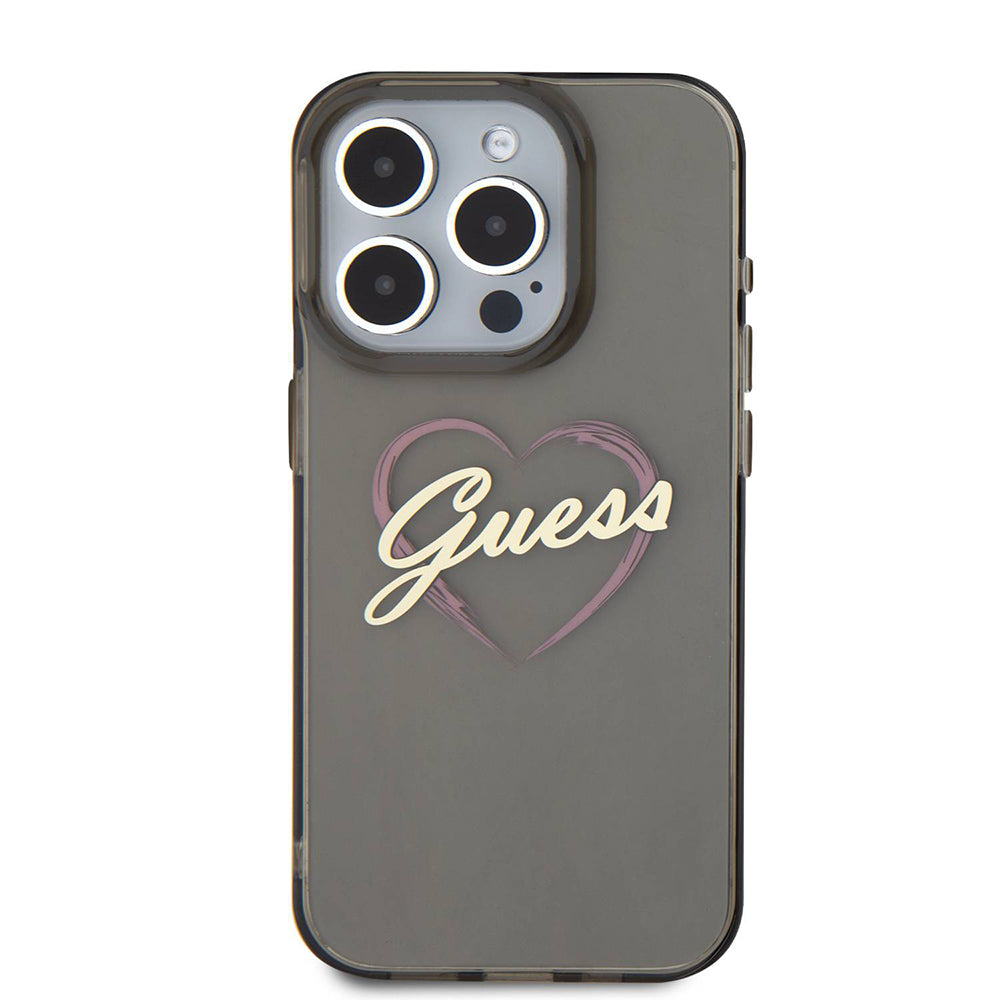 Deksel for Apple iPhone 16 Pro Max, Guess, IML Heart, Svart
