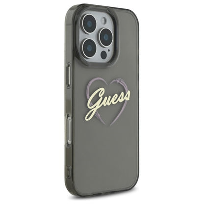 Deksel for Apple iPhone 16 Pro Max, Guess, IML Heart, Svart