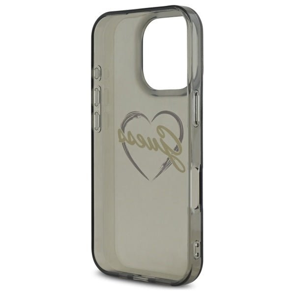 Deksel for Apple iPhone 16 Pro Max, Guess, IML Heart, Svart