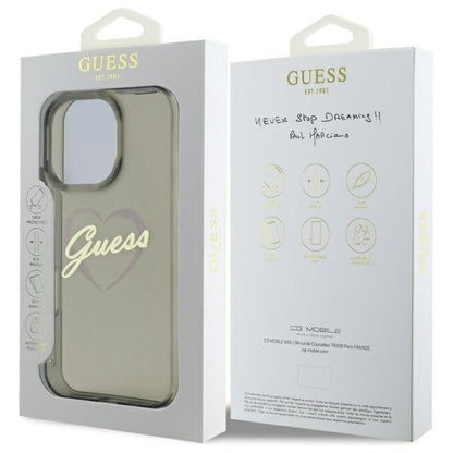 Deksel for Apple iPhone 16 Pro Max, Guess, IML Heart, Svart