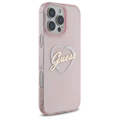 Deksel for Apple iPhone 16 Pro Max, Guess, IML Heart, Rosa