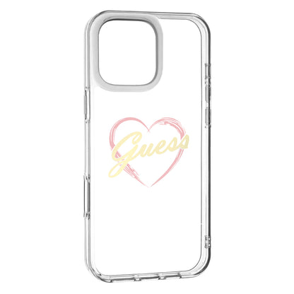 Deksel for Apple iPhone 16 Pro Max, Guess, IML Heart, Gjennomsiktig