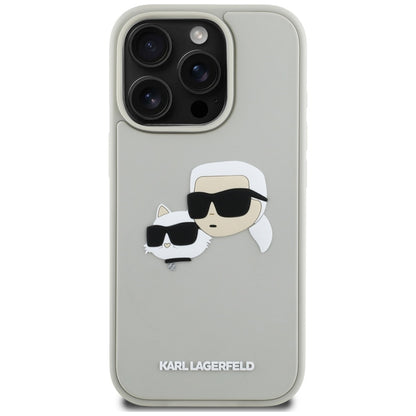 Deksel for Apple iPhone 16 Pro Max, Karl Lagerfeld, 3D Rubber Karl & Choupette, Beige