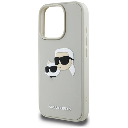 Deksel for Apple iPhone 16 Pro Max, Karl Lagerfeld, 3D Rubber Karl & Choupette, Beige