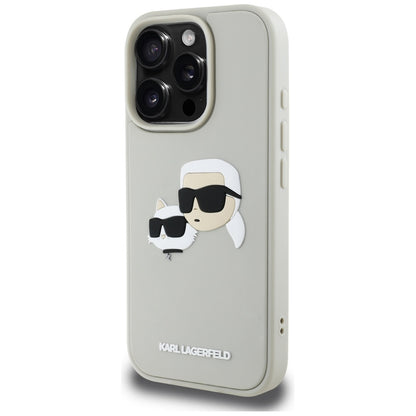 Deksel for Apple iPhone 16 Pro Max, Karl Lagerfeld, 3D Rubber Karl & Choupette, Beige