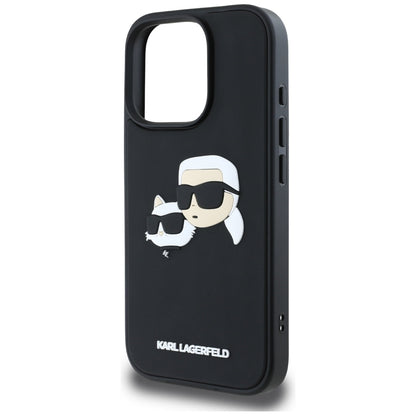 Deksel for Apple iPhone 16 Pro Max, Karl Lagerfeld, 3D Rubber Karl & Choupette, Svart