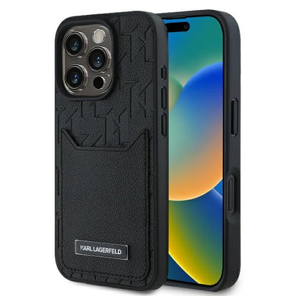 Deksel for Apple iPhone 16 Pro Max, Karl Lagerfeld, Cardslots Monogram, Svart