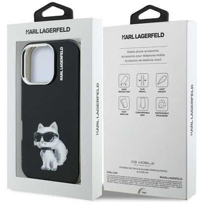 Deksel for Apple iPhone 16 Pro Max, Karl Lagerfeld, IML Aquarelle Logo Choupette, Svart