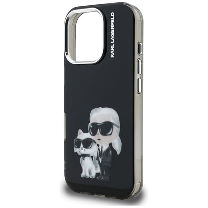 Deksel for Apple iPhone 16 Pro Max, Karl Lagerfeld, IML Aquarelle Logo Karl & Choupette, Svart