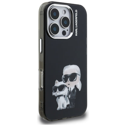 Deksel for Apple iPhone 16 Pro Max, Karl Lagerfeld, IML Aquarelle Logo Karl & Choupette, Svart