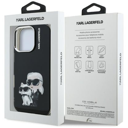 Deksel for Apple iPhone 16 Pro Max, Karl Lagerfeld, IML Aquarelle Logo Karl & Choupette, Svart