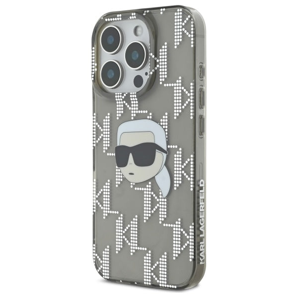 Deksel for Apple iPhone 16 Pro Max, Karl Lagerfeld, IML Luxury Electroplated Karl's Head, Svart