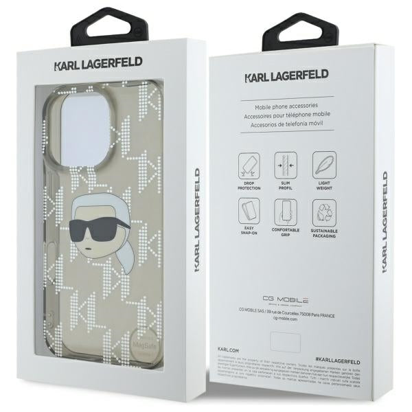 Deksel for Apple iPhone 16 Pro Max, Karl Lagerfeld, IML Luxury Electroplated Karl's Head, Svart