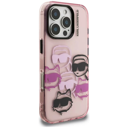 Deksel for Apple iPhone 16 Pro Max, Karl Lagerfeld, IML Luxury Multi Head Pattern, Rosa