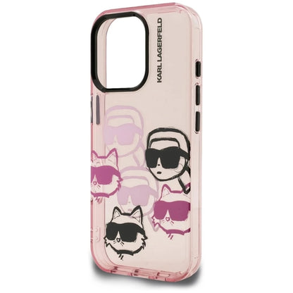 Deksel for Apple iPhone 16 Pro Max, Karl Lagerfeld, IML Luxury Multi Head Pattern, Rosa