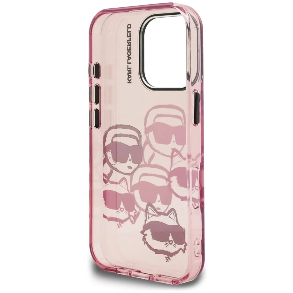 Deksel for Apple iPhone 16 Pro Max, Karl Lagerfeld, IML Luxury Multi Head Pattern, Rosa